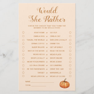 Papier Petite Baby shower Citrouille Voudrait-Elle Plutôt