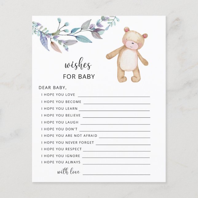 Papier Petite chute d'ours voeux pour bébé (Devant)