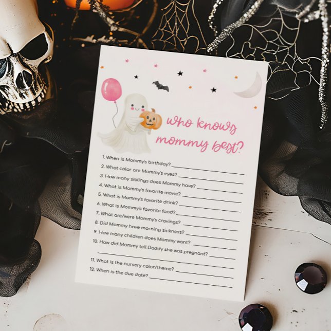 Papier Petite Fille Boo Qui connaît le mieux Maman Jeu (A Little Boo Baby Shower Who knows Mommy Best Game)