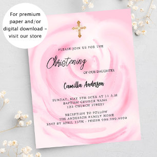 Papier Petite fille douce rose florale Invitation Christe