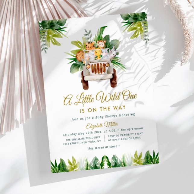 Papier petite invitation au baby shower jungle sauvage (Créateur téléchargé)