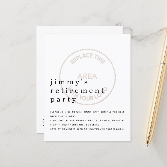 Papier Petite invitation de départ à la retraite pour un  (Devant/Arrière en situation)