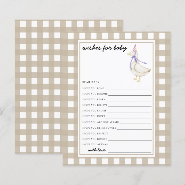 Papier Petite oie Voeux pour bébé (Devant / Derrière)