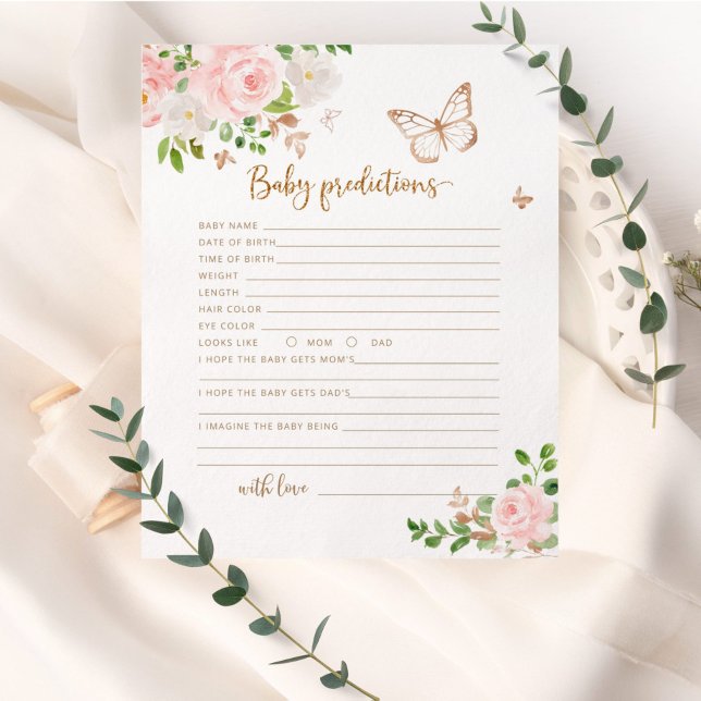 Papier Petite papillon blush or prédictions bébé bébé en  (Créateur téléchargé)