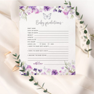Papier Petite papillon violet argent argent bébé prédicti