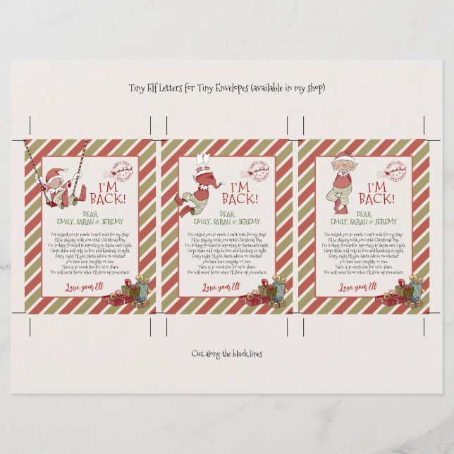 Papier Petites lettres Père Noël et Elf do-it-yourself (Devant)