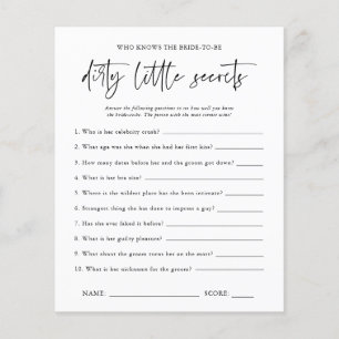 Papier Petits Secrets   Jeu de la fête de bachelorette
