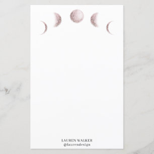 Papier phase de lune mystique rose pâle monogramme