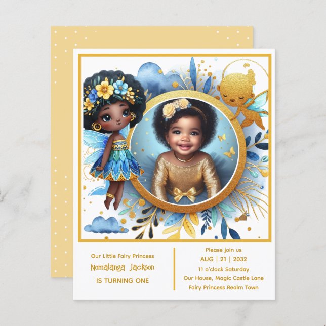 Papier Photo Anniversaire Little Black Fairy African Prin (Devant / Derrière)
