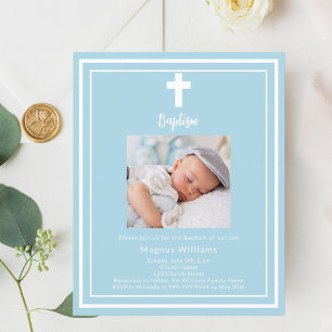 Papier Photo bleu clair garçon Invitation baptême