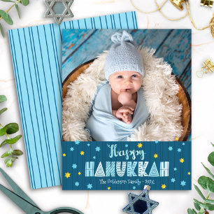 Papier Photo Budget Bonne Hanoukka Blue Gold Stars Card