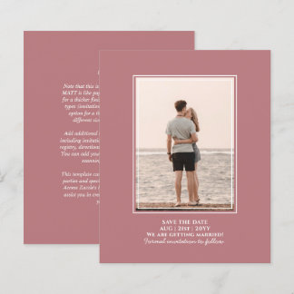 Papier Photo BUDGET Enregistrer la date Dusty Rose Mariag