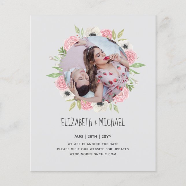 Papier PHOTO BUDGET MARIAGE CHANGER LES DATES Floral (Devant)