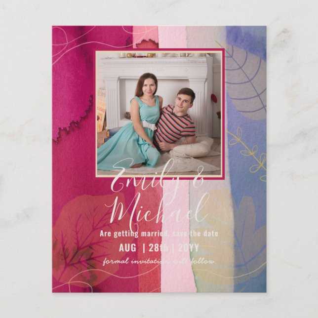 Papier PHOTO BUDGET MARIAGE SAVE DATES - Boho Abstrait (Devant)