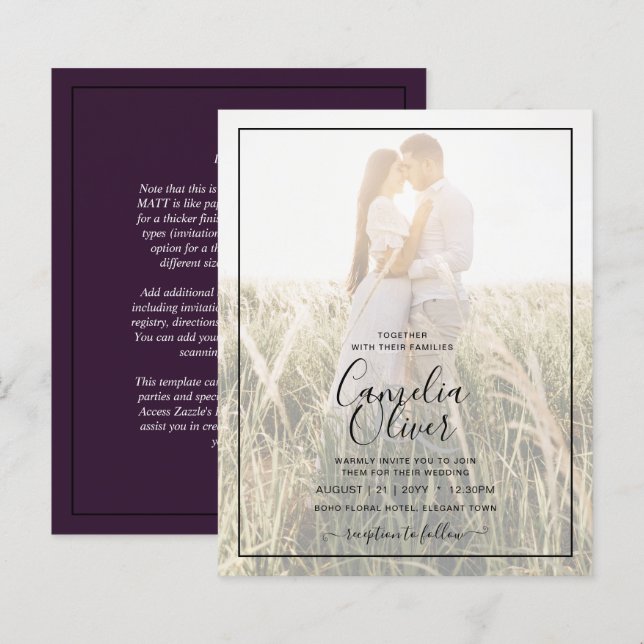 Papier PHOTO BUDGET TOUT-EN-1 Mariage OVERLAY Plum Purple (Devant / Derrière)
