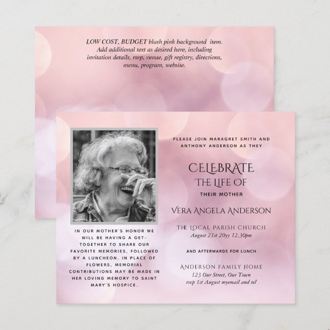 Papier PHOTO BUDGÉTAIRE Célébration des INVITATIONS à la  (Devant / Derrière)