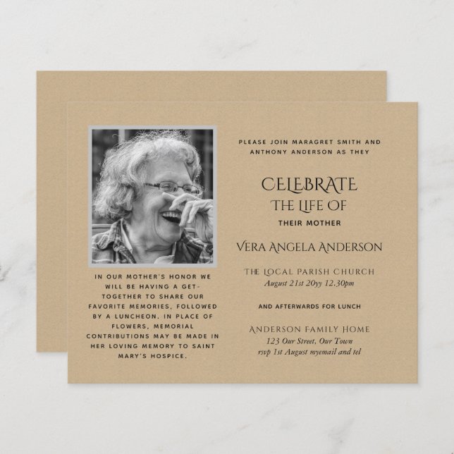 Papier PHOTO BUDGÉTAIRE Célébration des INVITATIONS à la  (Devant / Derrière)