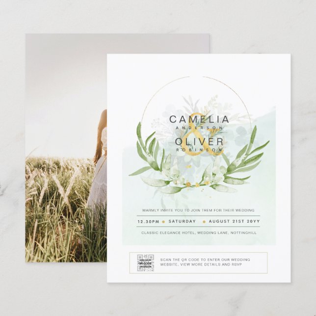 Papier PHOTO BUDGÉTAIRE DE L'ÉCOLOGIE Faire-part de maria (Devant / Derrière)