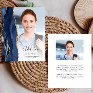 Papier Photo d'âge bleu de la Marine 2025 Faire-part de g