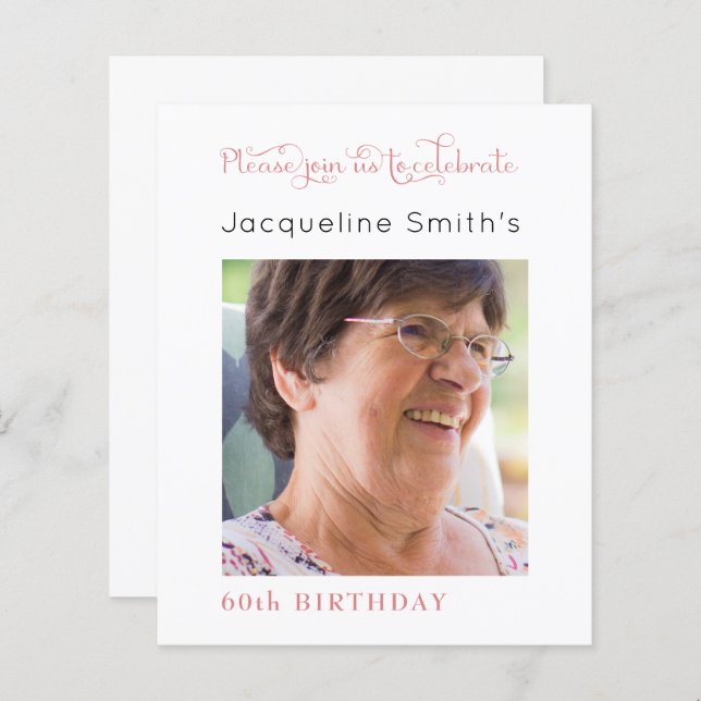 Papier Photo d'anniversaire rose pâle (Devant / Derrière)