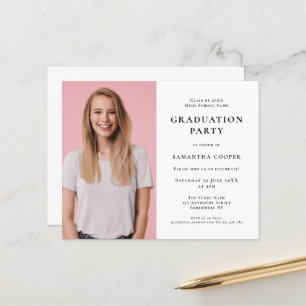 Papier Photo du budget White Graduation Party Invitation