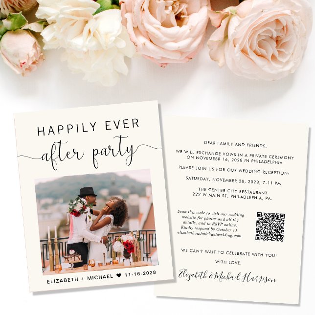 Papier Photo élégante QR Code Mariage Réception Invitatio (Créateur téléchargé)