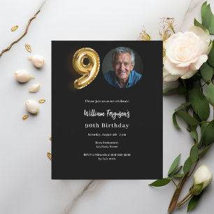Papier Photo en or noir 90e anniversaire invitation