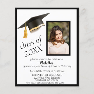 Papier Photo Grad Casquette Graduation Party Invitation