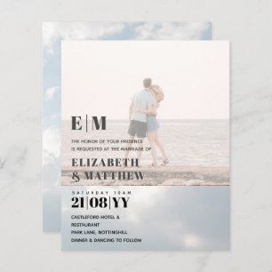 Papier PHOTO GRAVE classique OVERLAY Mariage Invitation B