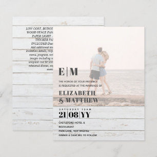 Papier PHOTO GRAVE classique OVERLAY Mariage Invitation B