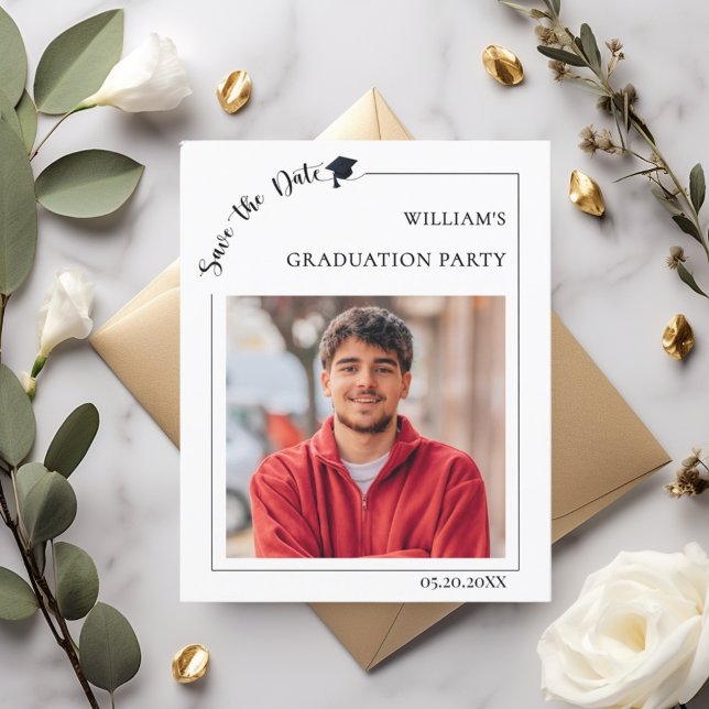 Papier Photo guy Graduation Save the Date card (Créateur téléchargé)