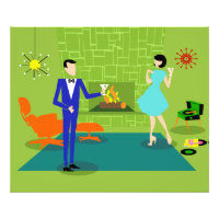 Papier photo moderne en couple du milieu du siècle