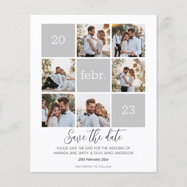 Papier Photo moderne Enregistrer la date Mariage budgétai (Devant)