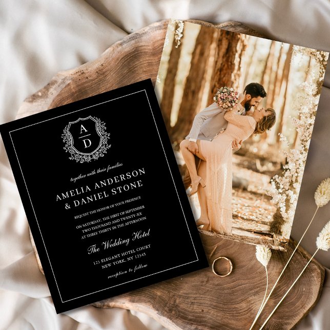 Papier Photo moderne Floral Crest Monogramme Mariage Form (Créateur téléchargé)