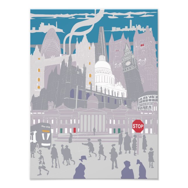 Papier photo Premium Satin London Skyline Ilustrat (Devant)