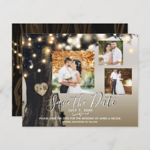 Papier Photo Rustic Tree & String Lights Enregistrer la d