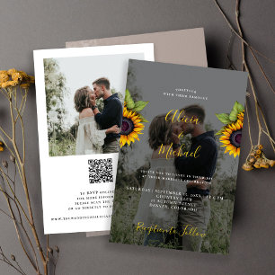 Papier Photo rustique QR RSVP budget faire-part de mariag