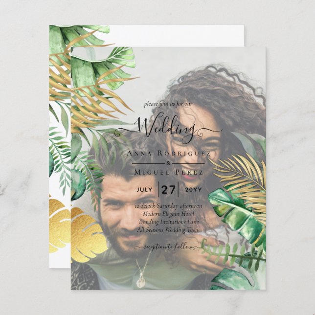 Papier PHOTO tropicale OVERLAY All-in-1 QR Code Mariage (Devant / Derrière)
