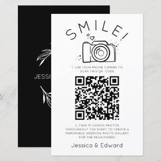 Papier Photos mémorables Qr Code Black Chic Modern Mariag