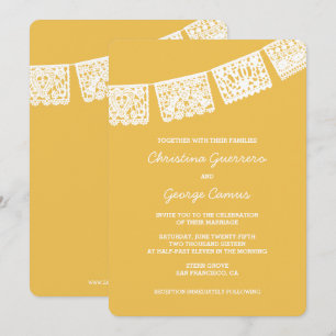 Papier Picado Jaune FAIRE-PART DE MARIAGE