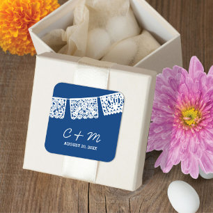 Papier Picado Marine Bleu Sticker Favor de maria