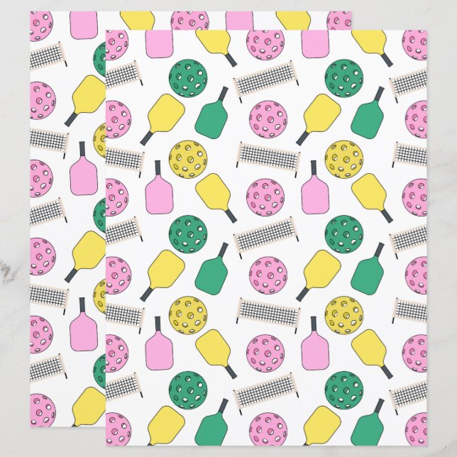 Papier Pickleball Scrapbook Paper (Devant / Derrière)