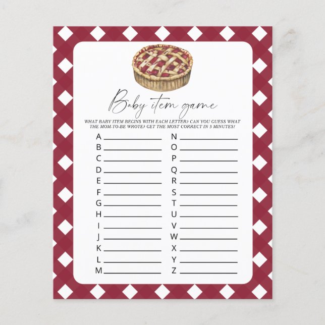 Papier Pie - Baby Item Jeu. Jeu baby shower (Devant)