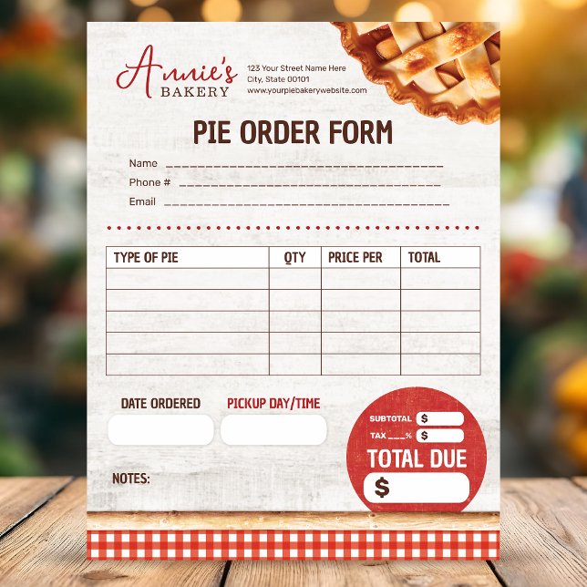 Papier Pie pour boulangerie Formulaire de commande person (Créateur téléchargé)