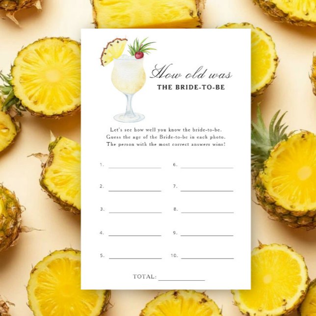 Papier Pina Colada - How old was the bride to be game (Créateur téléchargé)