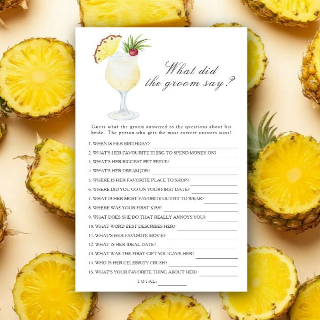 Papier Pina Colada - What did the groom say bridal game (Créateur téléchargé)