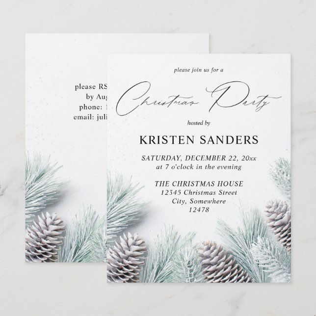 Papier Pine cône budget et fête de Noël de neige (Devant / Derrière)
