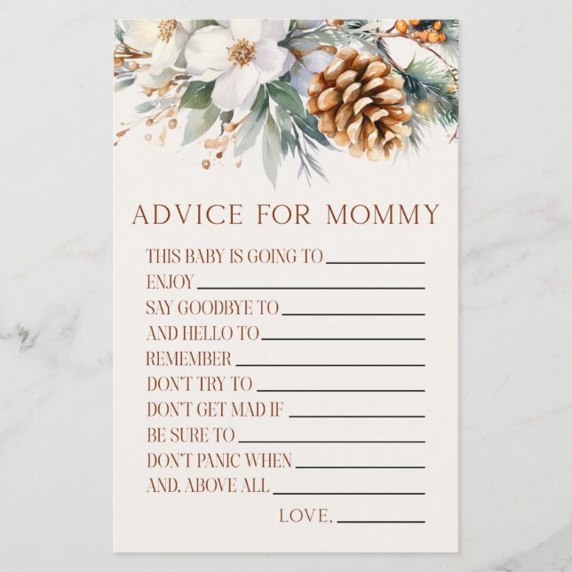 Papier Pine Tree Floral Conseil Baby shower Activité de j (Devant)