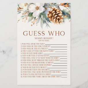 Papier Pine Tree Floral Devinez Qui Baby shower Jeu