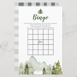 Papier Pine Tree Rustic Adventure Bingo Games Baby shower
